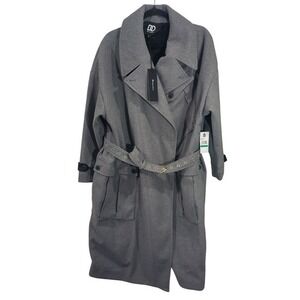 Dee Ocleppo Myah Heather Grey Belted Trench Coat Oversized Women's L